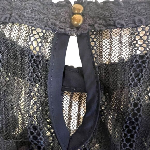 Taylor & Sage Lace Overlay Top XL Navy Boho Romantic Fall Layering - Picture 8 of 11